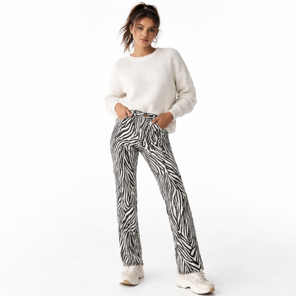 FRAME Denim Le High Straight Zebra Print Jeans – Size 25